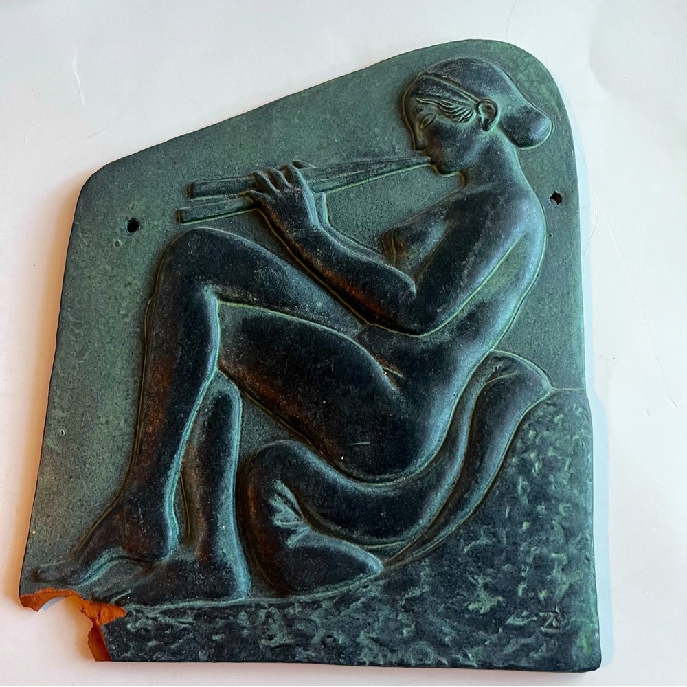 Flute Player Woman Collectible Wall Art Plaque made in Greece
